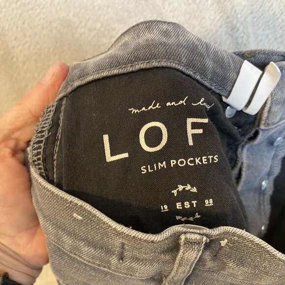 Loft Women's Jeans 26 High Waist Skinny Grey Denim Slim Pockets Button Closure - Picture 8 of 10